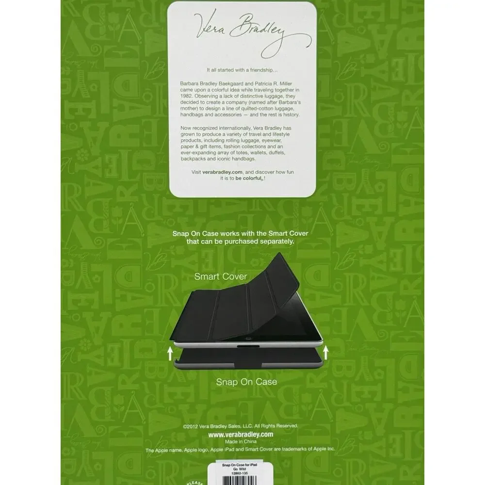 Vera Bradley Snap On Case for iPad 2 & 3~GO WILD ~Original Pkg~NWT $48